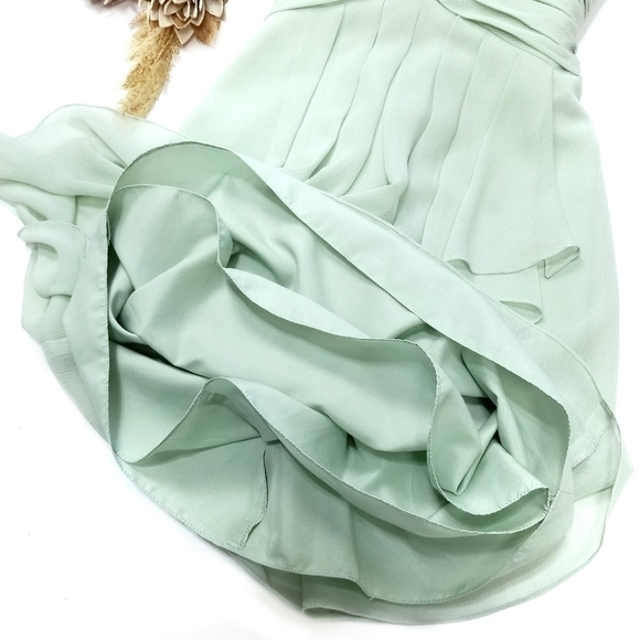 David's Bridal Crinkle Chiffon w/ Cascade Dress 2 - Picture 7 of 8